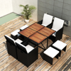 Picture of 21 Piece Outdoor Dining Set Black Poly Rattan Acacia Wood