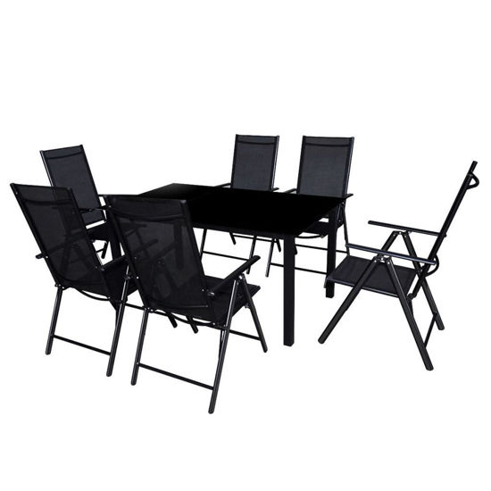Picture of 7pc Outdoor Folding Aluminum Dining Set - Black