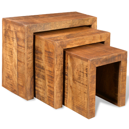 Picture of Antique-style Mango Wood Set of 3 Nesting Tables