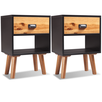 Picture of Bedroom Bedside Cabinets 2 pcs 15" - Solid Acacia Wood