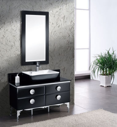 Picture of 47" Modern Glass Bathroom Vanity with Mirror