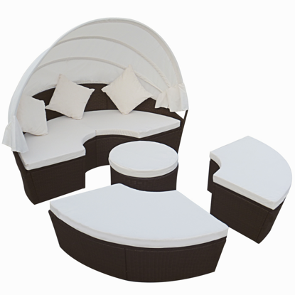Picture of Outdoor Round Lounger with Canopy - Brown