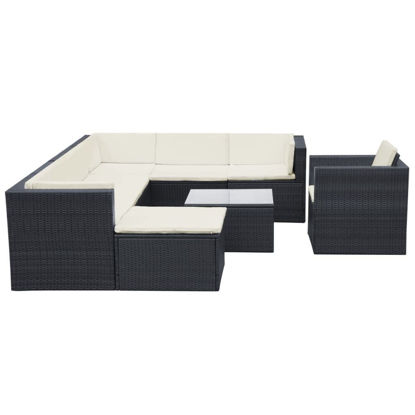 Picture of Outdoor Garden Lounge Set - Poly Rattan - Black