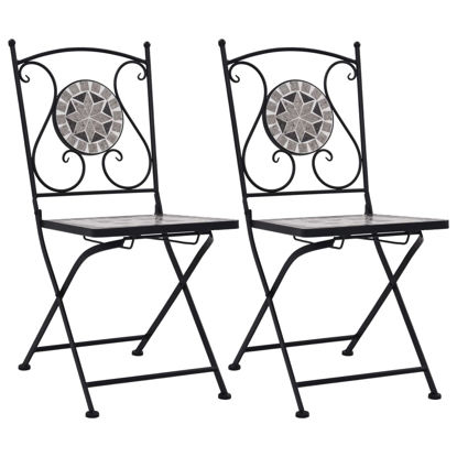 Picture of Patio Mosaic Bistro Chairs - 2 pcs Gray