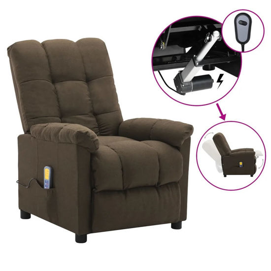 Picture of Living Room Fabric Electric Recliner Massager Chair - Brown