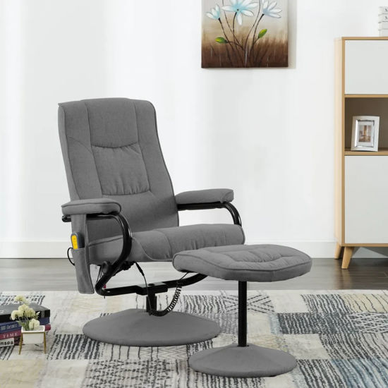 Picture of Fabric Massage Recliner Chair with Footrest - L Gray