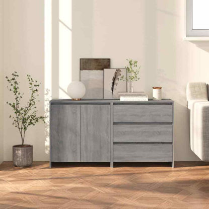 Picture of Wooden Sideboard with Storage Cabinet SEW 2 pc - Gray