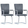 Picture of Dining Suede Leather Chairs with Armrest - 2 pc Gray