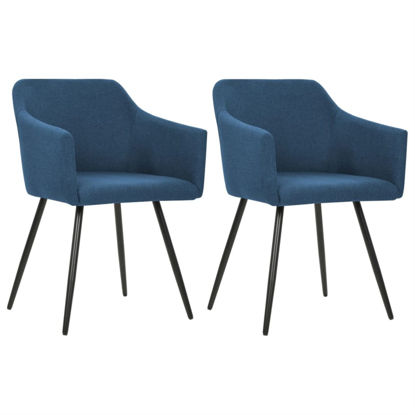 Picture of Dining Fabric Chairs with Armrest - 2 pc Blue