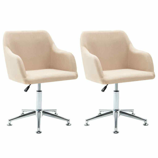 Picture of Dining Fabric Chairs with Armrest - 2 pc Cream