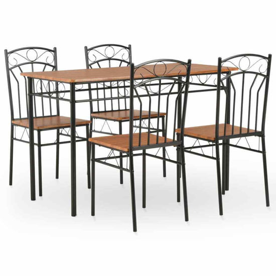 Picture of Wooden Dining Table Set with 4 Chairs 47" - Brown