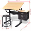 Picture of Drawing Tilting Table with Drawers and Stool 47"