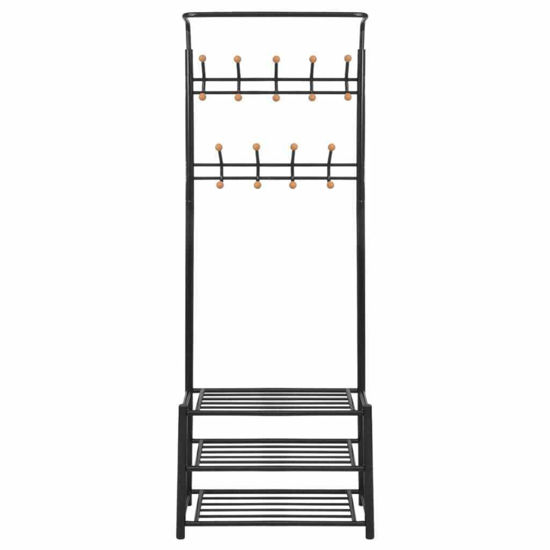 Picture of Hallway Mudroom Clothes Rack with Shoe Storage 27" - Black